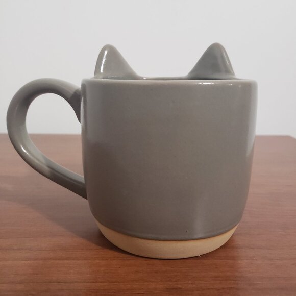 Kitty Cat Mug Novelty Handmade Tea Coffee Cup Collectable Plant Pot Grey - Picture 3 of 6